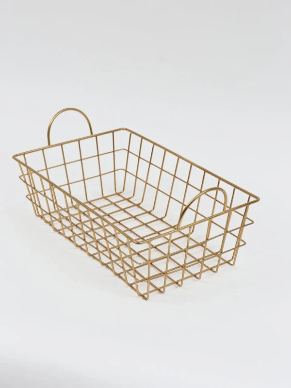 Inspire Me! Home Decor Gold Rectangular Wired Basket (3 Sizes)