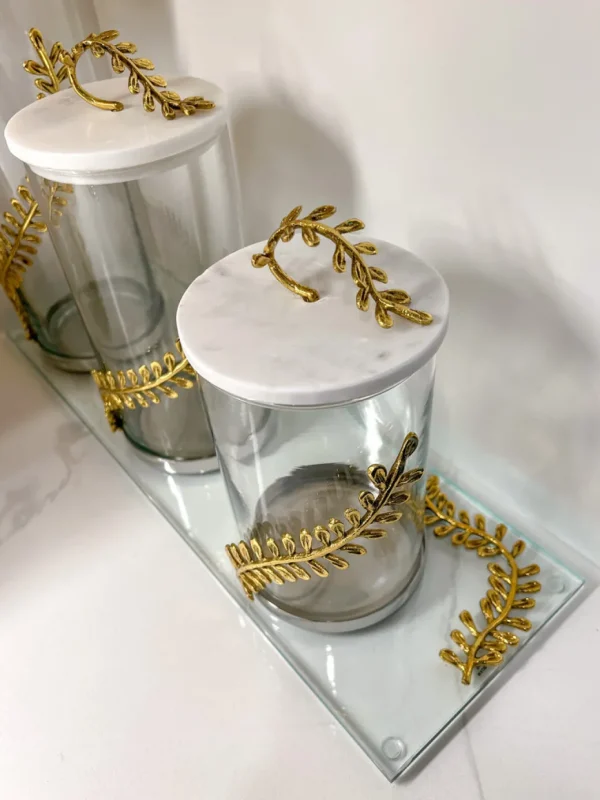 Inspire Me! Home Decor Gold Curry Leaf Canister (3 Sizes)