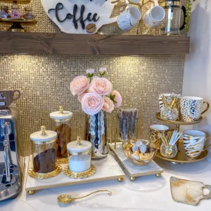 Inspire Me! Home Decor Gold Ripple Canister W/ Marble Lid (3 Sizes)