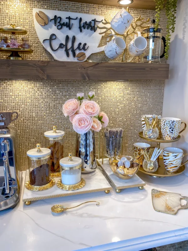 Inspire Me! Home Decor Gold Ripple Canister W/ Marble Lid (3 Sizes)