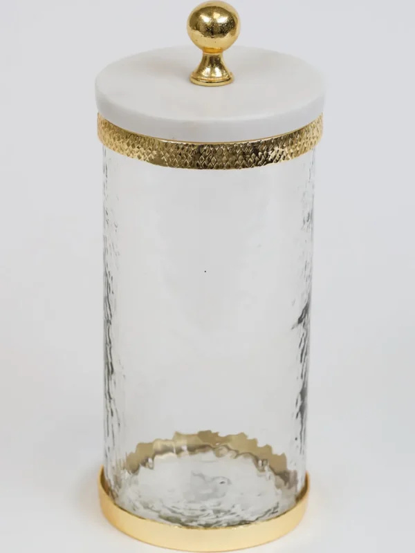 Inspire Me! Home Decor Gold Textured Rim Canisters W/ Marble Lid (3 Sizes)
