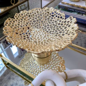 Inspire Me! Home Decor Gold Coral Pedestal Bowl