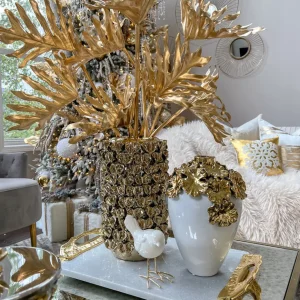 Inspire Me! Home Decor Gold Vase With Petal Design
