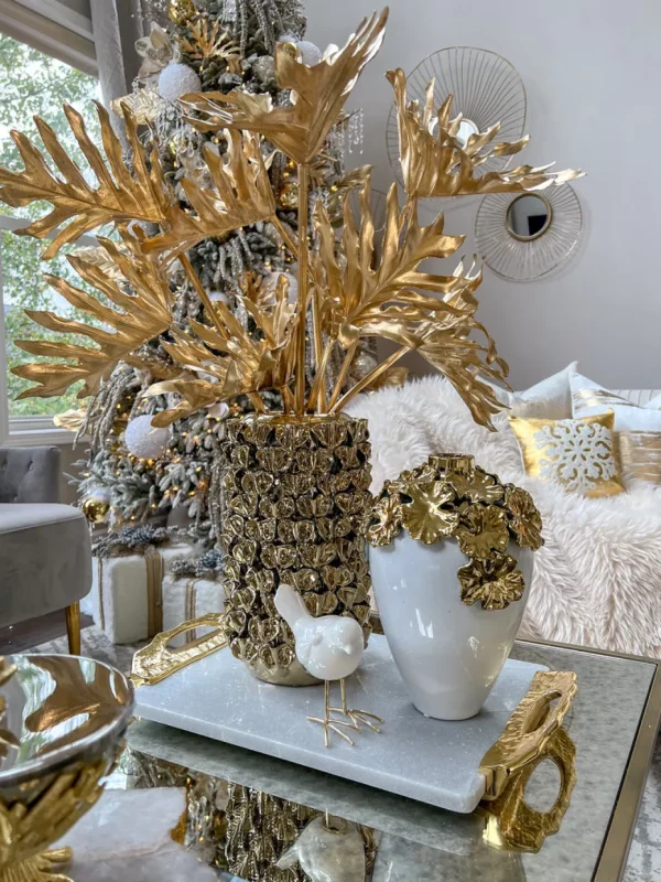 Inspire Me! Home Decor Gold Vase With Petal Design