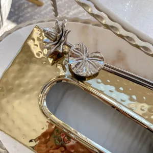 Inspire Me! Home Decor Gold & Silver Metal Tissue Box Cover With Floral Detail