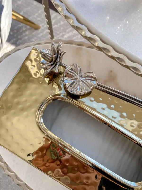 Inspire Me! Home Decor Gold & Silver Metal Tissue Box Cover With Floral Detail