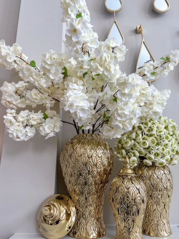 Inspire Me! Home Decor Gold Petal Textured Ginger Jars (3 Sizes)