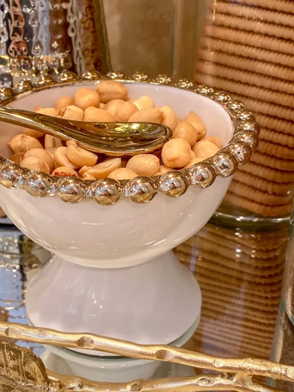 Inspire Me! Home Decor Gold Beaded Snack Bowl W/ Spoon