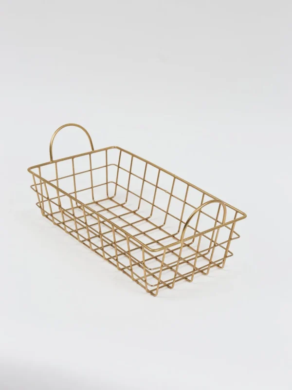 Inspire Me! Home Decor Gold Rectangular Wired Basket (3 Sizes)