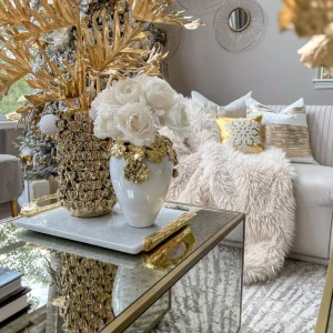 Inspire Me! Home Decor Gold Vase With Petal Design