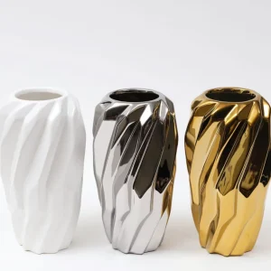 Inspire Me! Home Decor Gold Wavy Design Vase (2 Sizes) ” From Pops Of Color Home Collection”