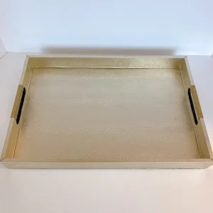 Inspire Me! Home Decor Golden Faux Leather Tray, Set Of 3