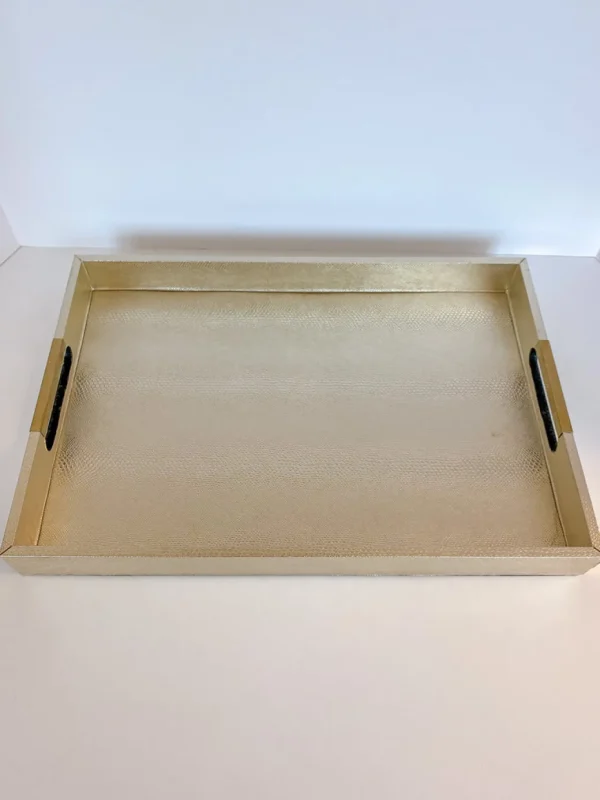 Inspire Me! Home Decor Golden Faux Leather Tray, Set Of 3