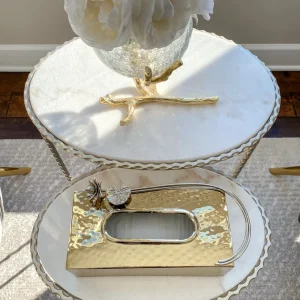 Inspire Me! Home Decor Gold & Silver Metal Tissue Box Cover With Floral Detail