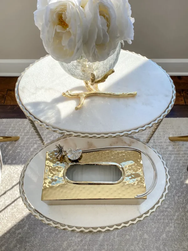 Inspire Me! Home Decor Gold & Silver Metal Tissue Box Cover With Floral Detail