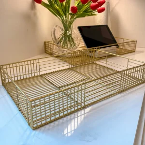 Inspire Me! Home Decor Gold Metal Organization Baskets (Set Of 2)