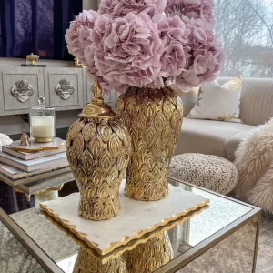 Inspire Me! Home Decor Gold Petal Textured Ginger Jars (3 Sizes)