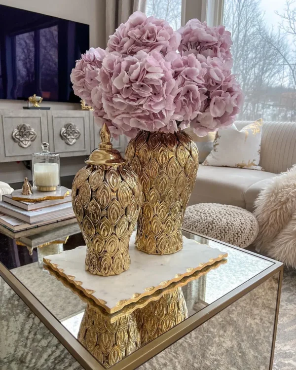 Inspire Me! Home Decor Gold Petal Textured Ginger Jars (3 Sizes)