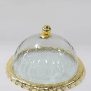 Inspire Me! Home Decor Gold Bordered Glass Cake Dome