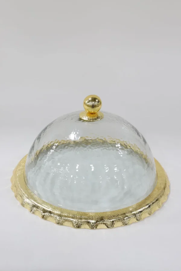 Inspire Me! Home Decor Gold Bordered Glass Cake Dome