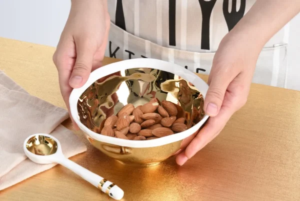 Inspire Me! Home Decor Gold And White Snack Bowl And Spoon Set