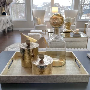 Inspire Me! Home Decor Golden Faux Leather Tray, Set Of 3