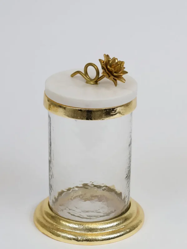 Inspire Me! Home Decor Gold Or Silver Canisters With Floral Lotus Lid (2 Colors)