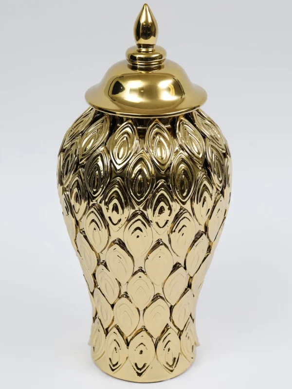 Inspire Me! Home Decor Gold Petal Textured Ginger Jars (3 Sizes)