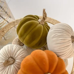 Inspire Me! Home Decor Green Velvet Mini Pumpkin With Gold Stem