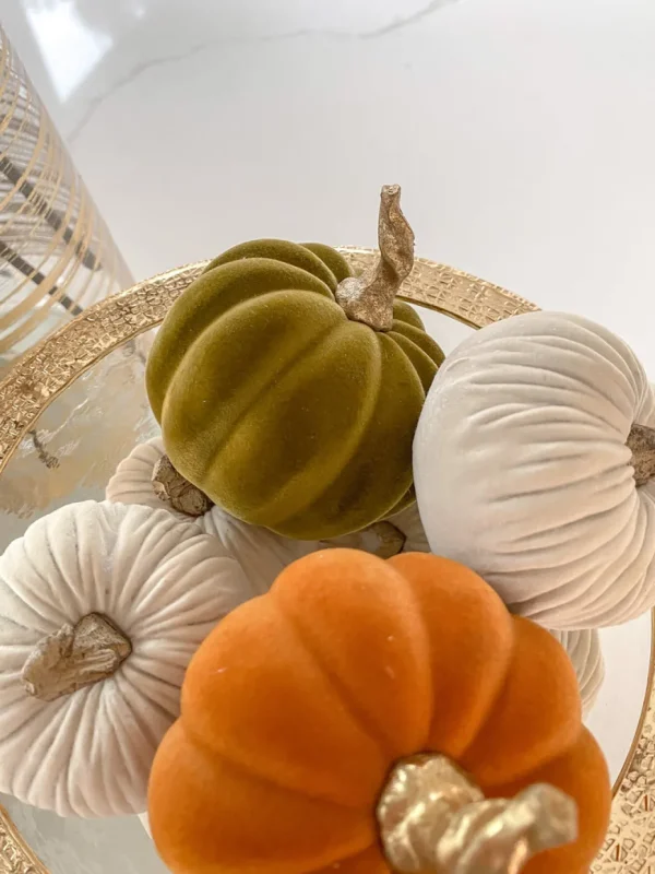 Inspire Me! Home Decor Green Velvet Mini Pumpkin With Gold Stem