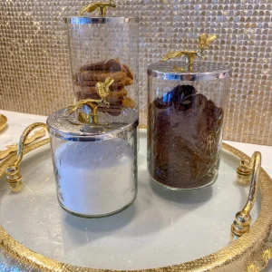Inspire Me! Home Decor Hammered Glass Canister W/ Gold Bird Lid ( 3 Sizes Available)