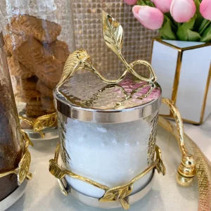 Inspire Me! Home Decor Hammered Glass Canister W/ Gold Leaf Lid (3 Sizes)