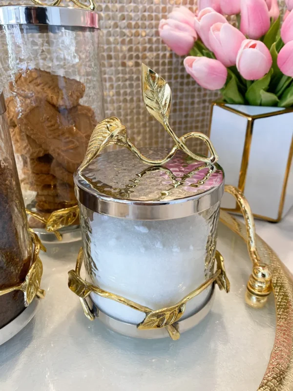 Inspire Me! Home Decor Hammered Glass Canister W/ Gold Leaf Lid (3 Sizes)