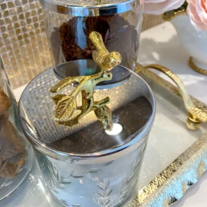 Inspire Me! Home Decor Hammered Glass Canister W/ Gold Bird Lid ( 3 Sizes Available)