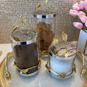 Inspire Me! Home Decor Hammered Glass Canister W/ Gold Leaf Lid (3 Sizes)