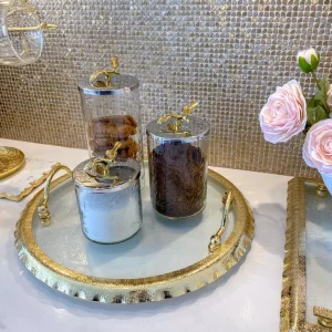 Inspire Me! Home Decor Hammered Glass Canister W/ Gold Bird Lid ( 3 Sizes Available)