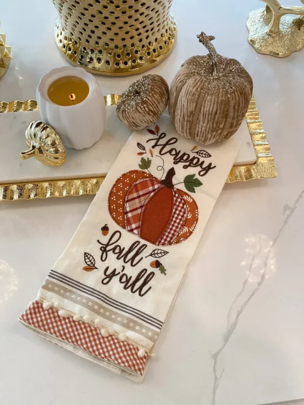 Inspire Me! Home Decor “Happy Fall Ya’ll” Pumpkin Kitchen Towel