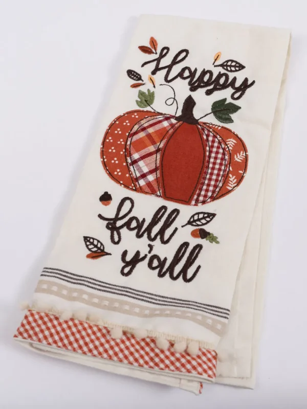 Inspire Me! Home Decor “Happy Fall Ya’ll” Pumpkin Kitchen Towel