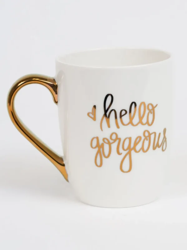 Inspire Me! Home Decor “Hello Gorgeous” Mug W/ Gold Handle