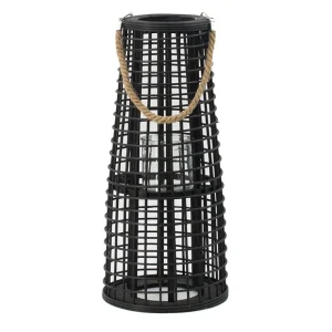 Inspire Me! Home Decor Indoor/Outdoor Rattan Black Tapered Lantern (2 Sizes)