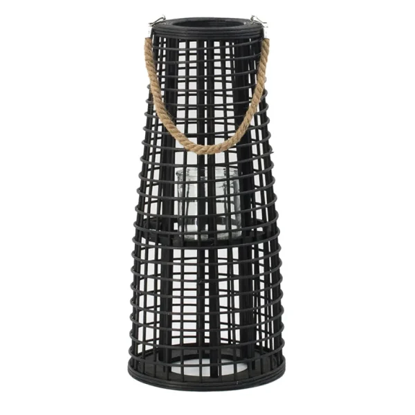 Inspire Me! Home Decor Indoor/Outdoor Rattan Black Tapered Lantern (2 Sizes)