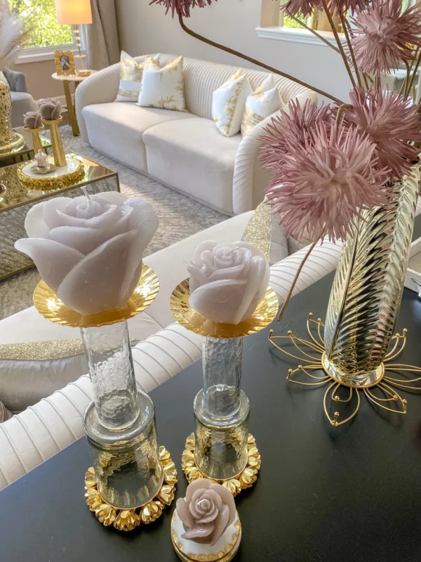 Inspire Me! Home Decor Ivory Rose Candle (3 Sizes)