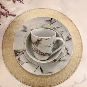 Inspire Me! Home Decor KITCHEN Metallic Marbled 16 Piece Dinner Set
