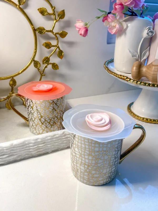 Inspire Me! Home Decor KITCHEN Silicone Rose Mug Lids (Set Of 2)