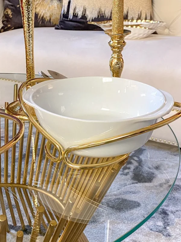 Inspire Me! Home Decor KITCHEN Round Porcelain Serve-ware With Metal Base