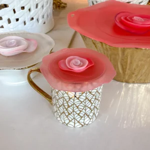 Inspire Me! Home Decor KITCHEN Silicone Rose Mug Lids (Set Of 2)