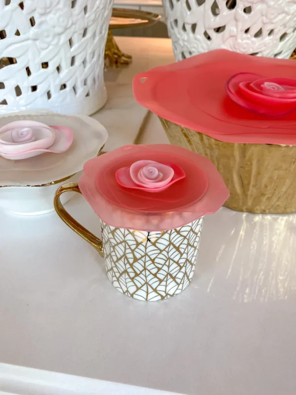 Inspire Me! Home Decor KITCHEN Silicone Rose Mug Lids (Set Of 2)