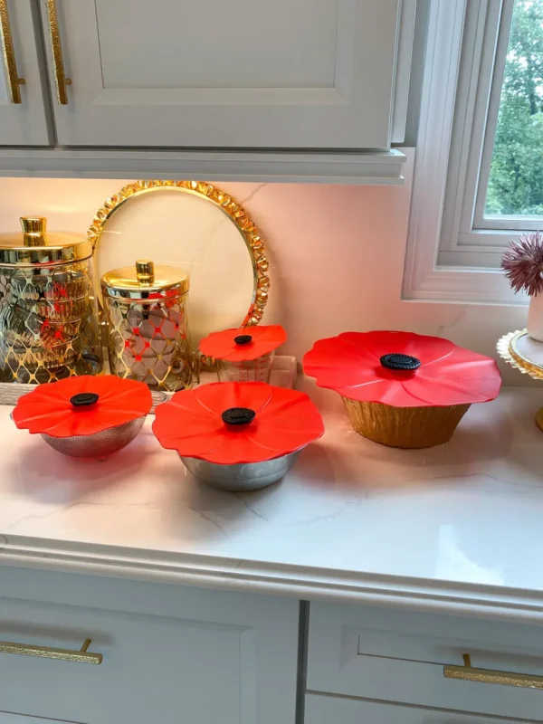 Inspire Me! Home Decor KITCHEN Silicone Poppy Flower Pot Lids (5 Sizes)