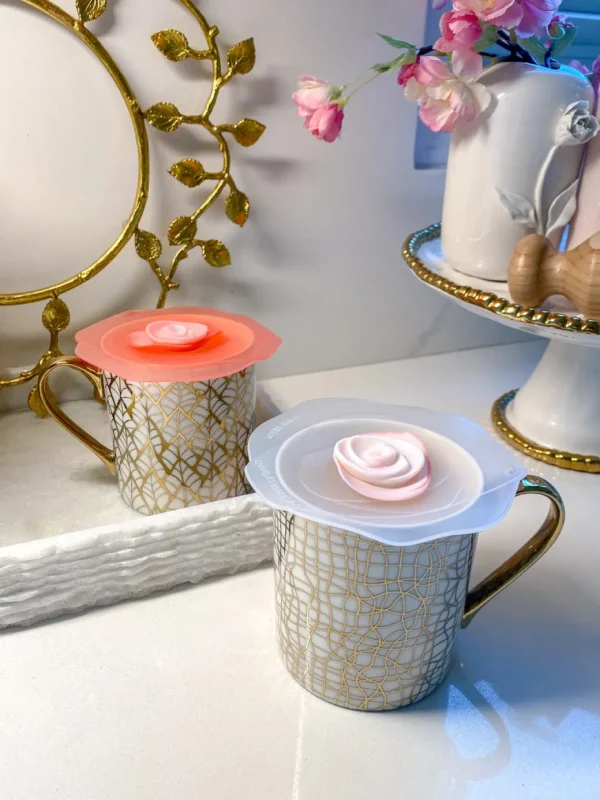 Inspire Me! Home Decor KITCHEN Silicone Rose Mug Lids (Set Of 2)