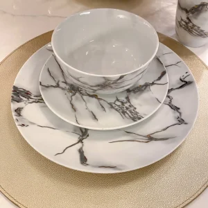 Inspire Me! Home Decor KITCHEN Metallic Marbled 16 Piece Dinner Set
